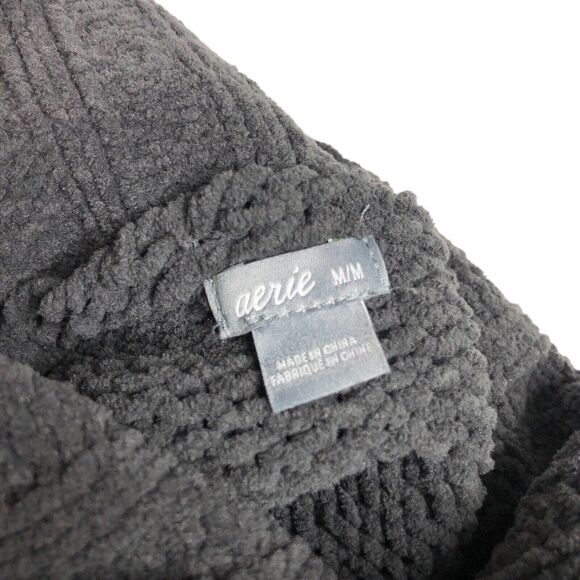 Aerie Sweater Womens Medium Gray Oversized Turtleneck Chunky Soft Comfort Casual - Picture 8 of 16